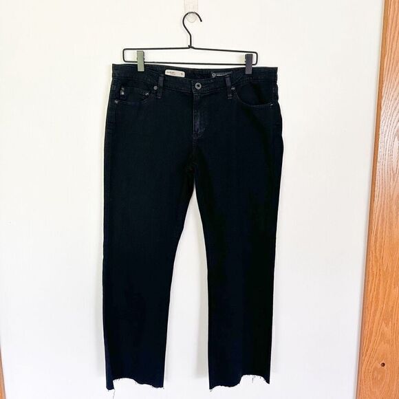 AG Adriano Goldschmied Anthropologie Women’s The Angel Bootcut Raw Hem Black Den - Picture 2 of 12